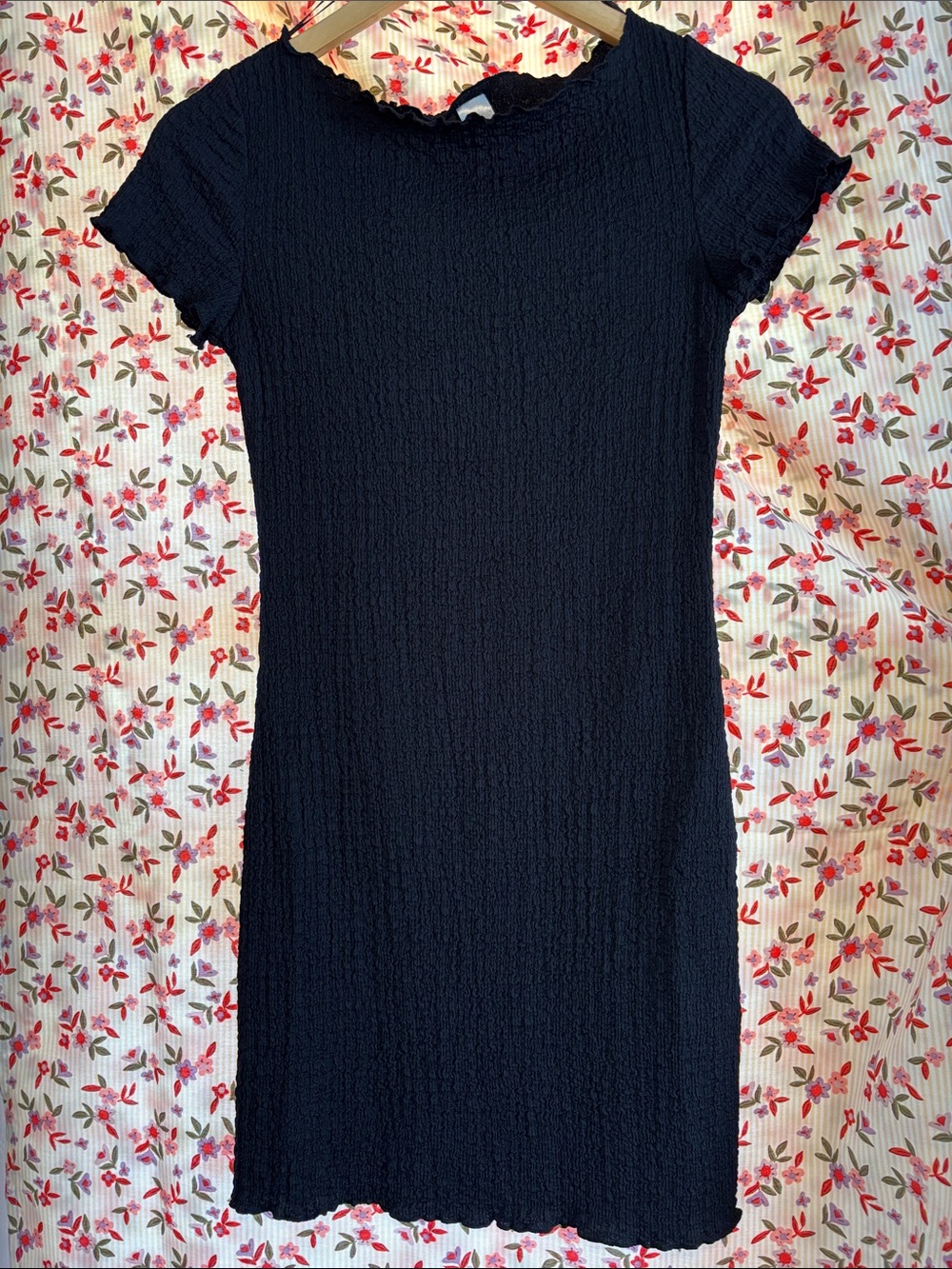 Black Lettuce Trim Mini Dress